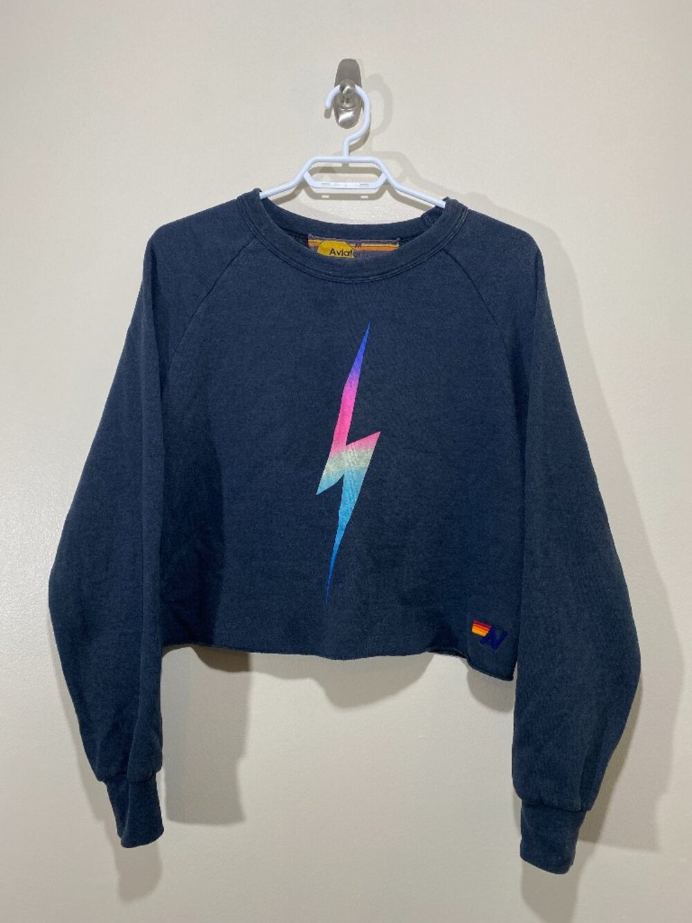 Aviator Nation Cropped Crewneck Sweater